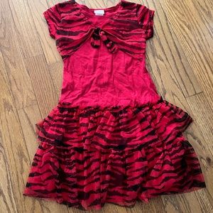 Girls XS red zebra print dress